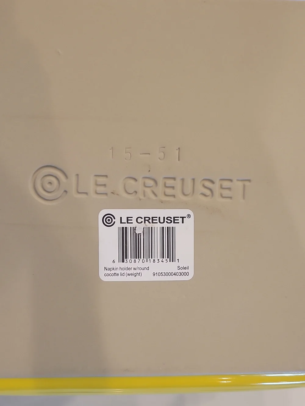 New! Le Creuset Retired Large Soleil Yellow Napkin Holder